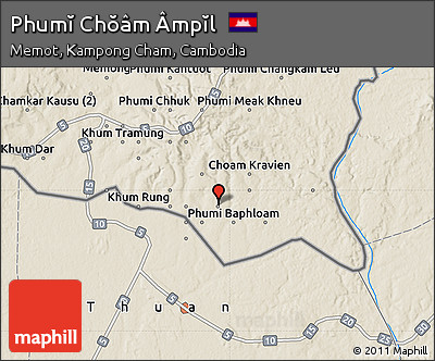 Shaded Relief Map of Phumĭ Chŏâm Âmpĭl