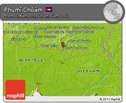 Physical Panoramic Map of Phumĭ Chŏâm