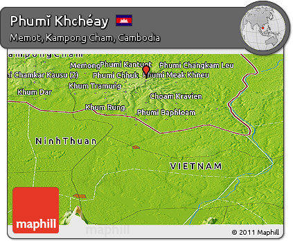Physical Panoramic Map of Phumĭ Khchéay