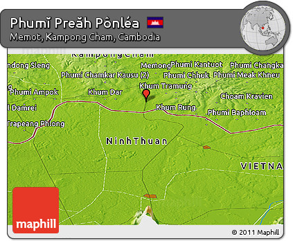 Physical Panoramic Map of Phumĭ Preăh Pônléa