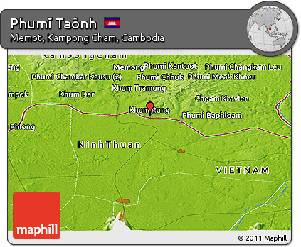 Physical Panoramic Map of Phumĭ Taônh