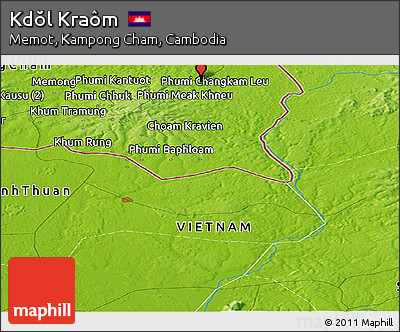 Physical Panoramic Map of Kdŏl Kraôm