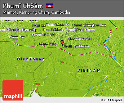 Physical Panoramic Map of Phumĭ Chŏâm