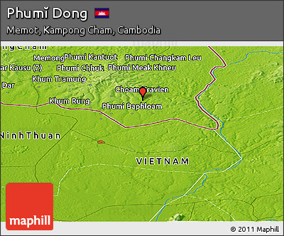 Physical Panoramic Map of Phumĭ Dong