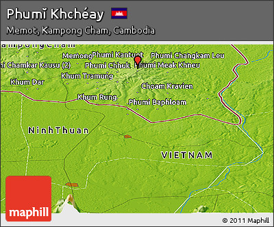 Physical Panoramic Map of Phumĭ Khchéay
