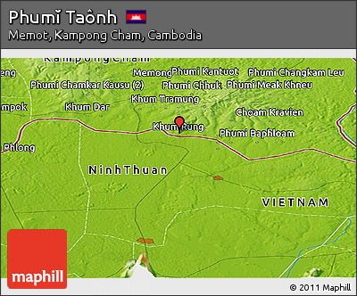 Physical Panoramic Map of Phumĭ Taônh