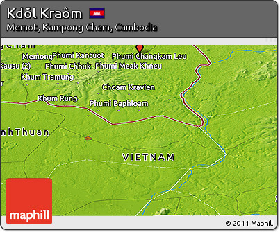 Physical Panoramic Map of Kdŏl Kraôm
