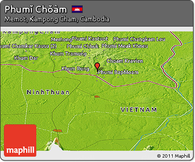 Physical Panoramic Map of Phumĭ Chŏâm