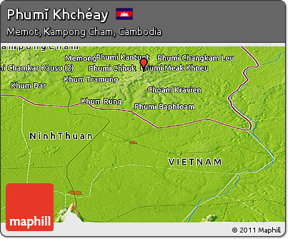 Physical Panoramic Map of Phumĭ Khchéay