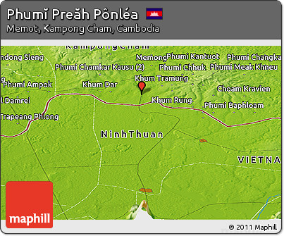 Physical Panoramic Map of Phumĭ Preăh Pônléa