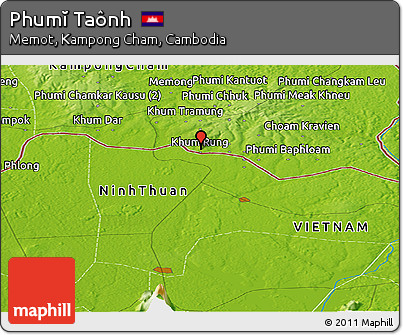 Physical Panoramic Map of Phumĭ Taônh