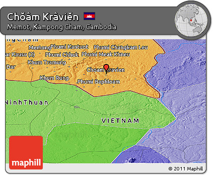 Political Panoramic Map of Chŏâm Krâviĕn