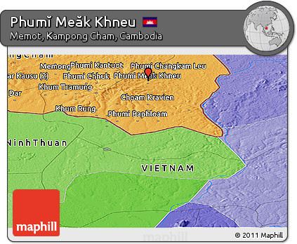 Political Panoramic Map of Phumĭ Meăk Khneu