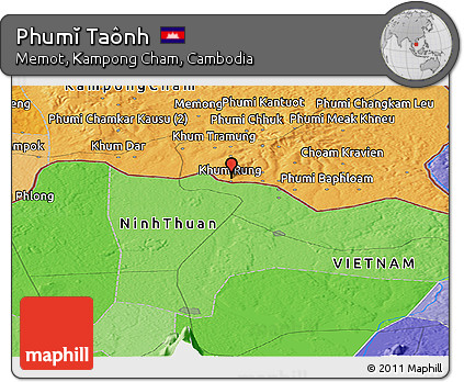 Political Panoramic Map of Phumĭ Taônh