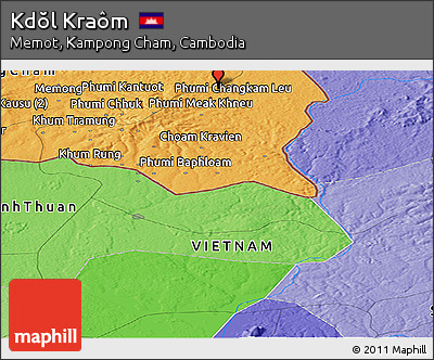 Political Panoramic Map of Kdŏl Kraôm