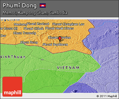 Political Panoramic Map of Phumĭ Dong