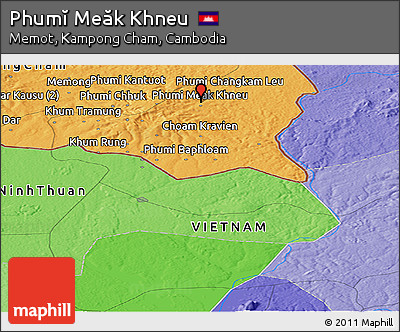 Political Panoramic Map of Phumĭ Meăk Khneu
