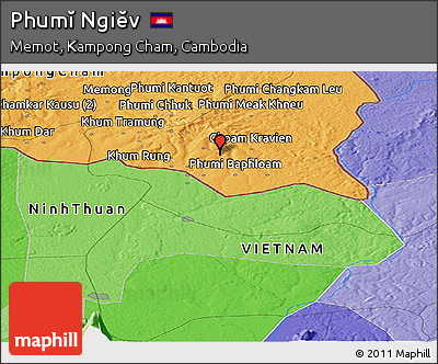 Political Panoramic Map of Phumĭ Ngiĕv