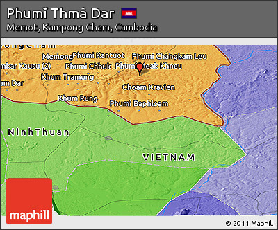 Political Panoramic Map of Phumĭ Thmâ Dar