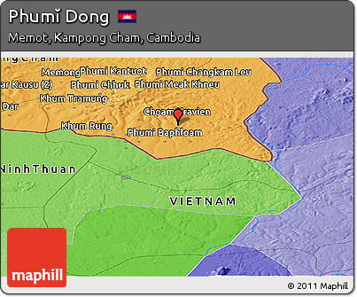 Political Panoramic Map of Phumĭ Dong