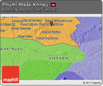 Political Panoramic Map of Phumĭ Meăk Khneu