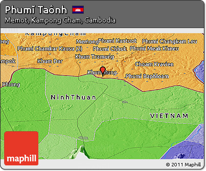 Political Panoramic Map of Phumĭ Taônh