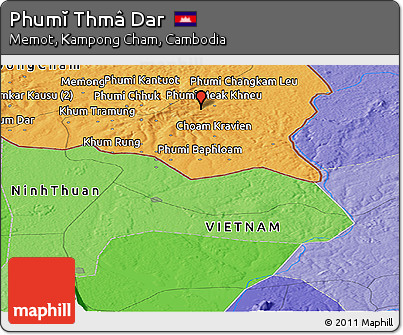 Political Panoramic Map of Phumĭ Thmâ Dar