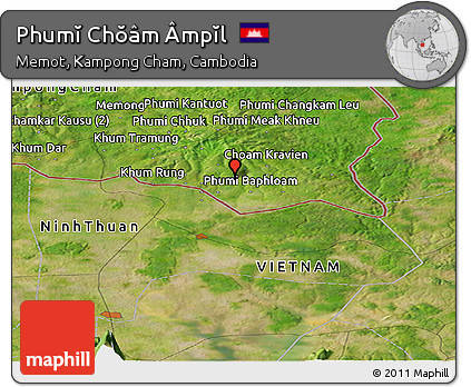 Satellite Panoramic Map of Phumĭ Chŏâm Âmpĭl