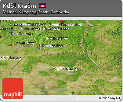 Satellite Panoramic Map of Kdŏl Kraôm