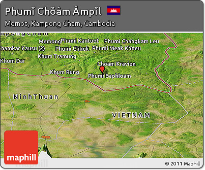 Satellite Panoramic Map of Phumĭ Chŏâm Âmpĭl