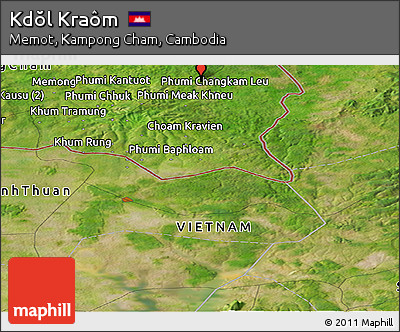 Satellite Panoramic Map of Kdŏl Kraôm