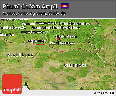 Satellite Panoramic Map of Phumĭ Chŏâm Âmpĭl