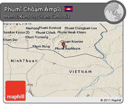 Shaded Relief Panoramic Map of Phumĭ Chŏâm Âmpĭl