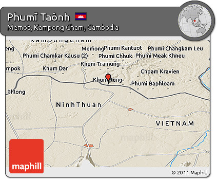 Shaded Relief Panoramic Map of Phumĭ Taônh