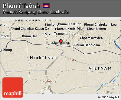 Shaded Relief Panoramic Map of Phumĭ Taônh