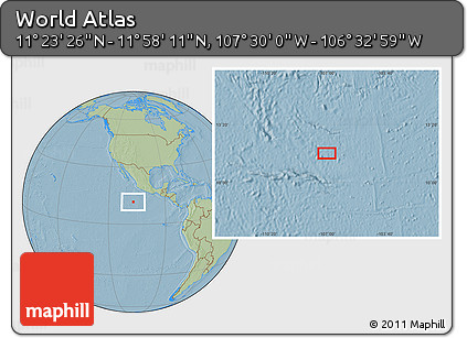 Savanna Style Location Map of the Area around 11° 40' 49" N, 107° 1' 30" W, hill shading