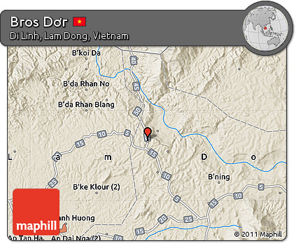 Shaded Relief Map of Bros Dơr