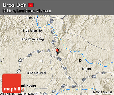 Shaded Relief Map of Bros Dơr