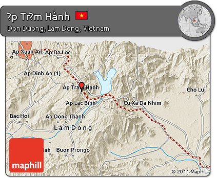 Shaded Relief 3D Map of Ấp Trạm Hành