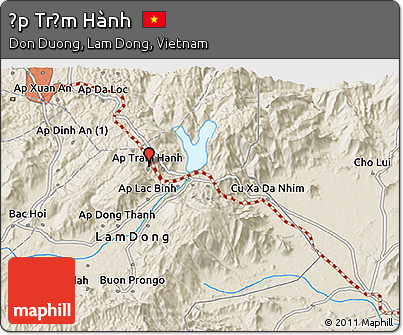 Shaded Relief 3D Map of Ấp Trạm Hành