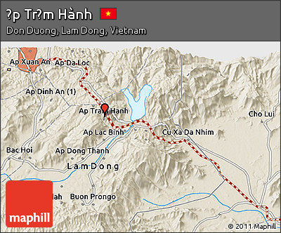 Shaded Relief 3D Map of Ấp Trạm Hành
