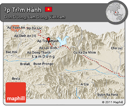 Shaded Relief Panoramic Map of Ấp Trạm Hành