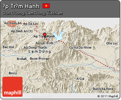 Shaded Relief Panoramic Map of Ấp Trạm Hành