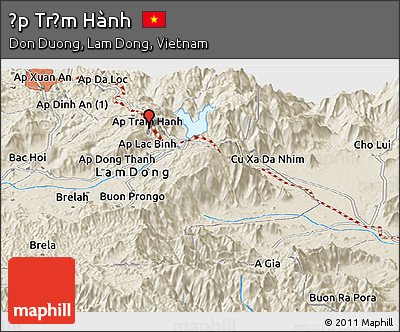 Shaded Relief Panoramic Map of Ấp Trạm Hành