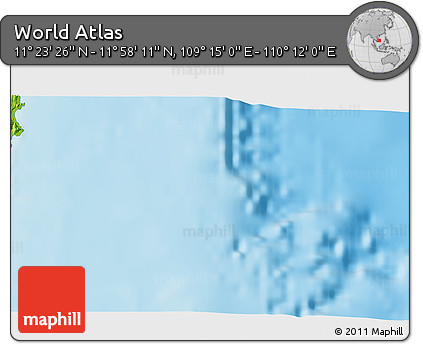 Physical 3D Map of the Area around 11° 40' 49" N, 109° 43' 29" E