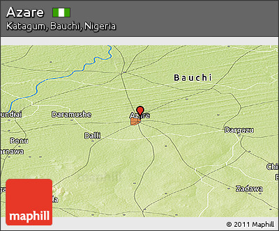 Physical Panoramic Map of Azare