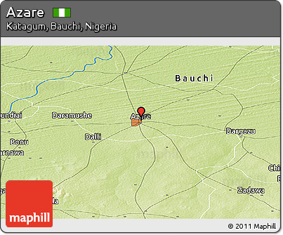 Physical Panoramic Map of Azare