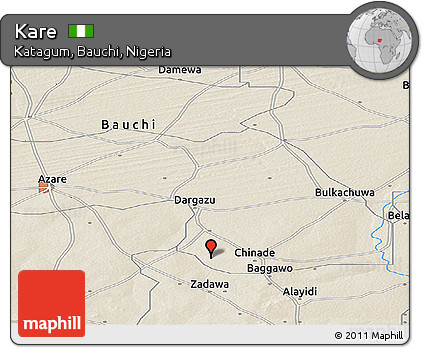 Shaded Relief Panoramic Map of Kare