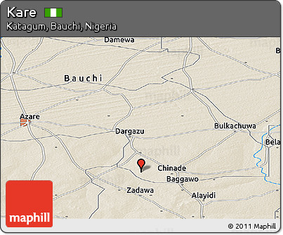 Shaded Relief Panoramic Map of Kare