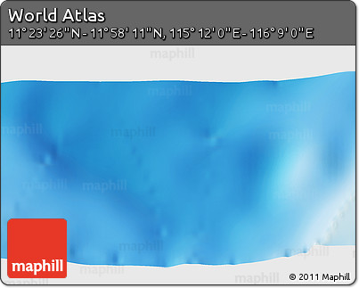 Physical 3D Map of the Area around 11° 40' 49" N, 115° 40' 30" E